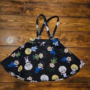 Hot Topic Hunter x Hunter Skater Skirt w/ Suspenders‎ Anime Print Black Size Sm